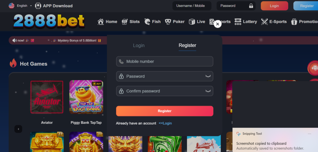 Login to 2888Pak Game App